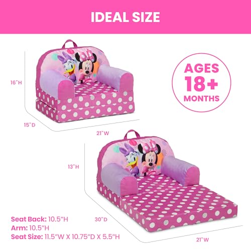 Kids Flip-Out Convertible Foam Chair & Toddler Sleeper Lounger, Pink