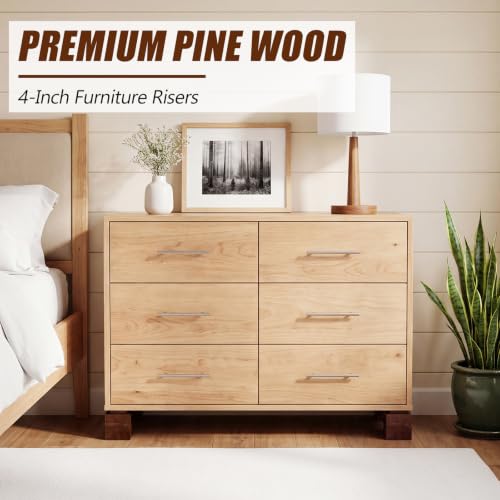 4-Inch Solid Wood Furniture Risers - Set of 4 for Bed, Sofa, Table