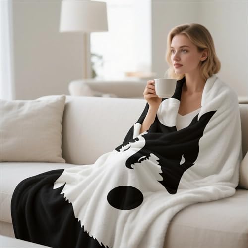 Twin Yin Yang Wolf Fleece Throw Blanket 60x80in - Super Soft Cozy Plush Mini Microfiber