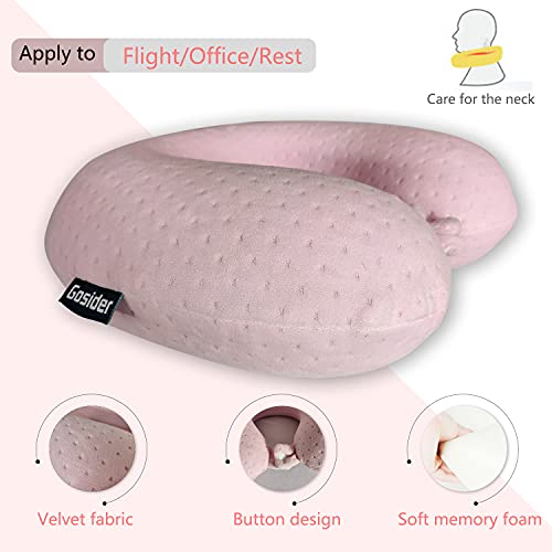 Memory Foam Travel Neck Pillow - Soft Velvet U-Shape Head Support