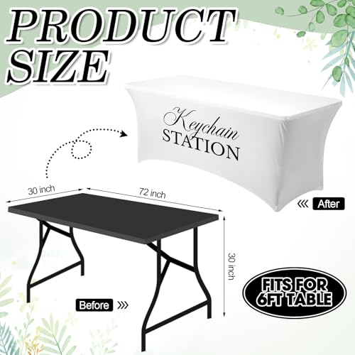 Oudain Keychain Station White Photo Booth Tablecloth Stretch Cover 72in