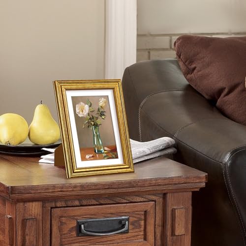 Vintage Gold 5x7 Picture Frame for Tabletop & Wall Display (Fits 4x6)