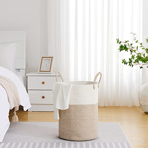 58L Tall Cotton Rope Laundry Basket, Woven Decorative Storage Hamper