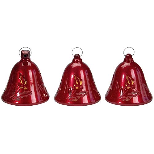 Set of 3 Musical Lighted Red Christmas Bells with Motion Sensor