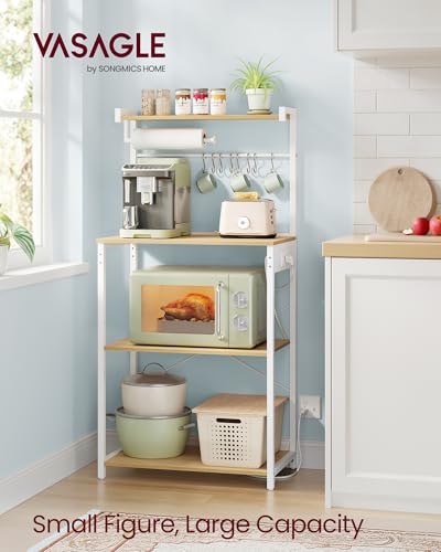 4-Tier Kitchen Baker's Rack with Power Outlet, 23.6" Coffee Bar Stand