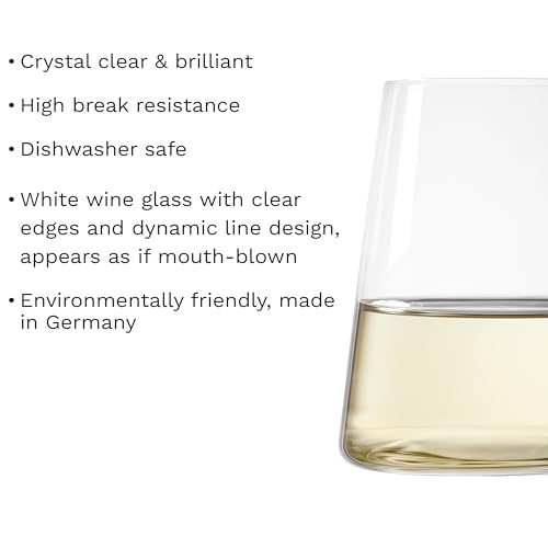 Stemless White Wine Glasses, 13.5 oz Crystal Tumblers, Set of 4