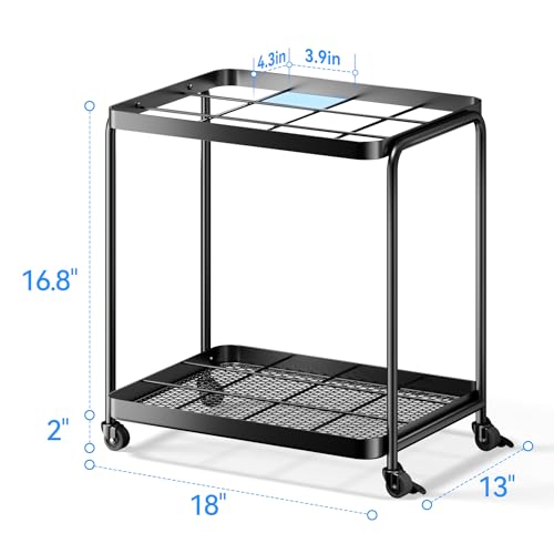 12-Slot Rolling Blueprint Storage Rack with Silent Wheels and Carbon Steel Frame