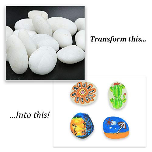 20 Natural White Rocks for Painting - 2"-3.5" Smooth Flat Craft Stones