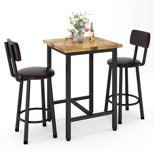 3-Piece Counter Height Pub Dining Set with 2 Bar Stools for Small Spaces