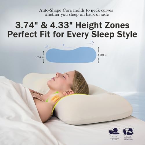 Cervical Neck Pillow for Side Sleepers - Memory Foam Pain Relief