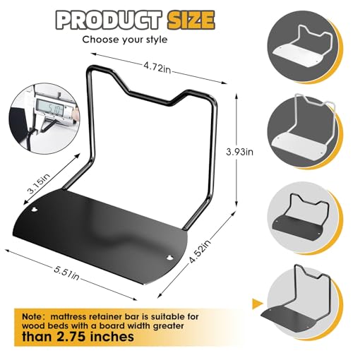 L-Shaped Mattress Slide Stopper Retainer Bars for Wooden Beds - 2 Pack