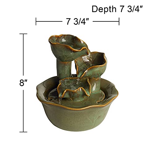 8-Inch Ceramic Tabletop Zen Water Fountain, Cascading 3-Tier Waterfall