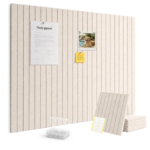6-Pack Large Felt Bulletin Board Tiles, 36x24 Inch Wall Pin Board Set
