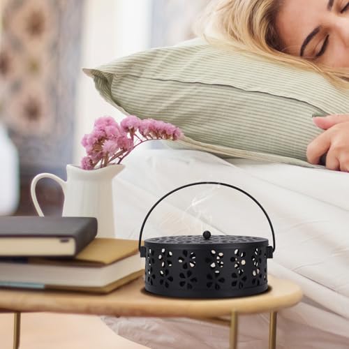 Metal Mosquito Coil Holder with Lid and Handle - Indoor & Outdoor Burner