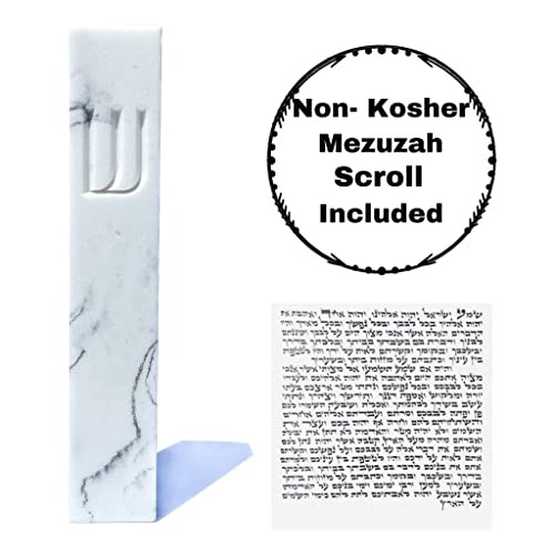 Modern Stone Mezuzah Case for Door - Adhesive Jewish Scroll Cover