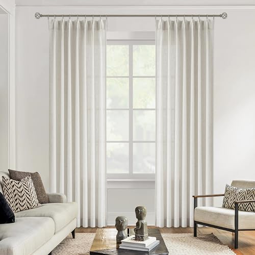 Pinch Pleated Semi Sheer Curtains - Textured Linen, 108"