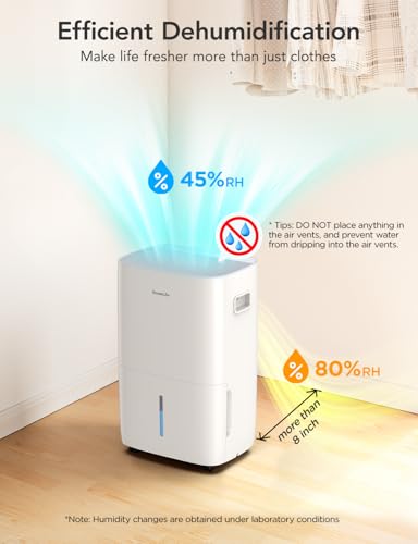 Smart Dehumidifier for Home 4500 Sq Ft 50 Pints with WiFi and Drain Hose