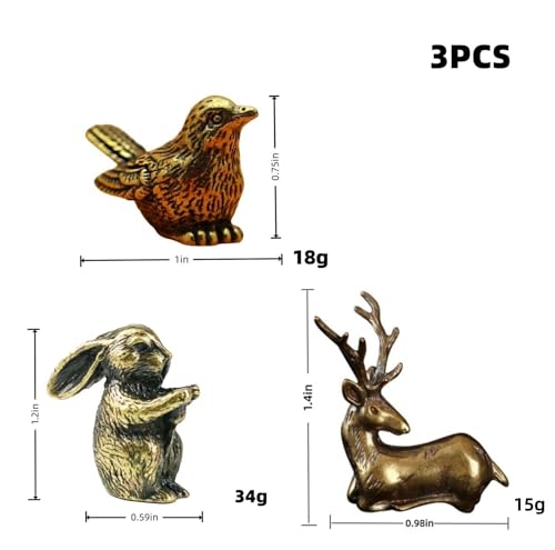 Magnetic Brass Decorative Hinge Toppers - Sparrow, Rabbit & Deer Set