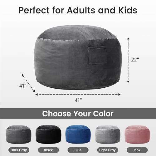 4FT Memory Foam Bean Bag Chair - Large Washable Dutch Velvet Lounger