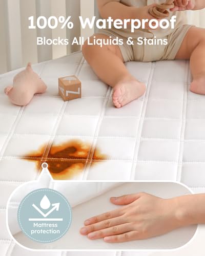 Yoofoss Waterproof Crib Mattress Protector 2-Pack - Soft Quilted Pad 52"x28"