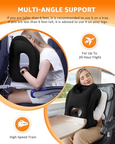 Inflatable Travel Neck Pillow with Eye Mask & Earplugs - Black