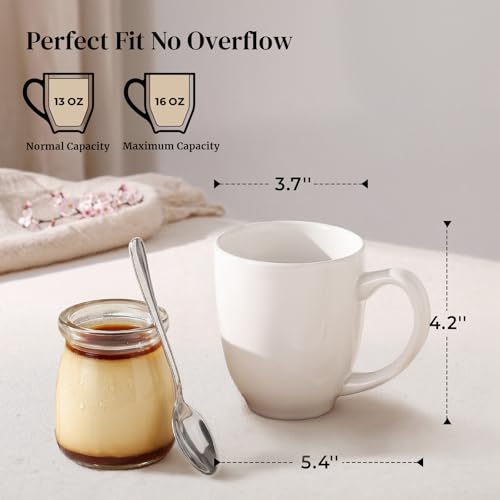 DOWAN Soft White 16 oz Ceramic Coffee Mug Set of 6 with Large Handles