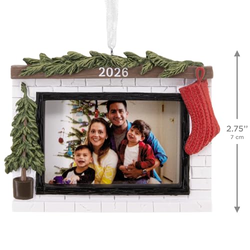 Hallmark Christmas Ornament Cozy Fireplace 2026 Photo Frame - Modern Mantle Version