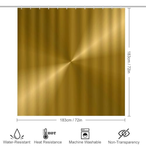 Gold Metallic 4-Piece Bathroom Shower Curtain Set with Non-Slip Rugs