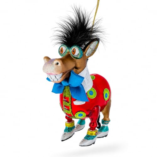 BestPysanky Debonair Donkey Glass Ornament – Handcrafted Christmas Decoration