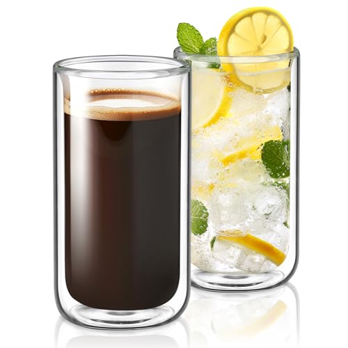 Joeyan 360ml Double Walled Insulated Beer Glasses - Clear, No Hole, Set of 2
