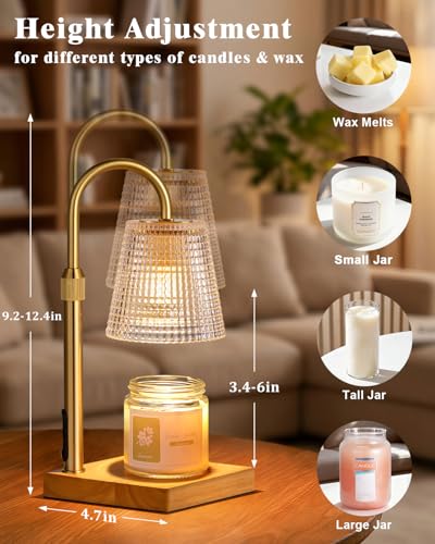 Candle Warmer Lamp with Timer - Adjustable Height Electric Wax Warmer