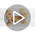 Hand-Carved Olive Wood Communion Set - 4 Goblets and Bread Plate Tray