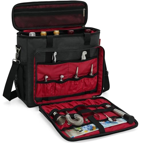 OUUTMEE Bartender Travel Bag for Cocktail Shaker Set - Black, Large Capacity