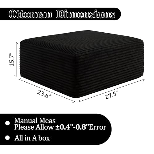 Modern Corduroy Memory Foam Ottoman, Oversized Modular Footrest