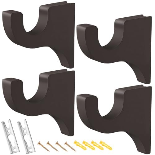 4-Pack Wooden Curtain Rod Brackets for 2-Inch Rods, 3 1/2-Inch Return