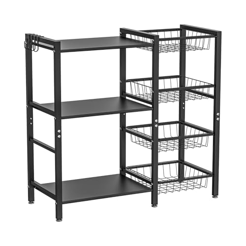 3-Tier Kitchen Baker's Rack with 4 Storage Baskets - Utility Coffee Bar Stand