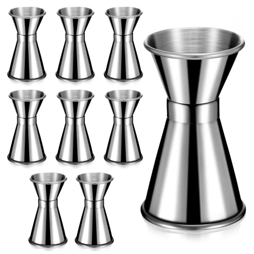 Double Stainless Steel Jigger Set - 1 oz & 1.5 oz Bartending Measuring Cups