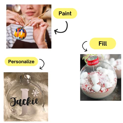 12-Pack 3.15 Inch Clear Glass Christmas Ornaments Fillable DIY Holiday Decorations