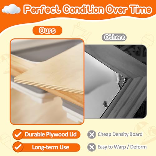 Wooden Sensory Table for Toddlers, 3-Level Adjustable Height Activity Table