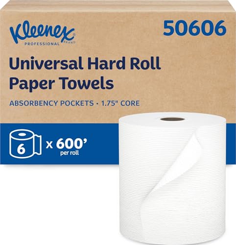 Commercial Hard Roll Paper Towels, White, 1.75" Core - 6 Rolls x 600 ft