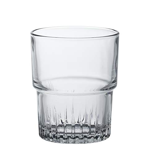 Stackable Glass Tumblers 160ml - Set of 6 Dishwasher Safe Water Glasses