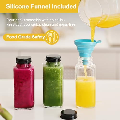8 oz Glass Juice Bottles with Leakproof Lids and Labels - 8 Pack