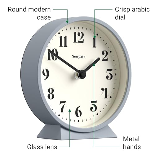 Modern Round Mantel Clock - French Navy Desk and Shelf Clock