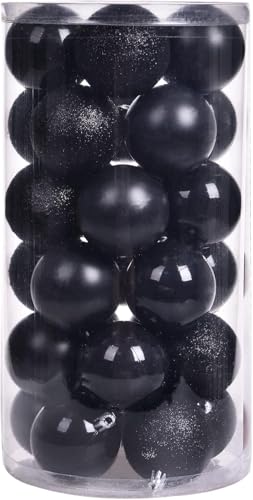 Goodlyghts 30ct Black 3.15in Shatterproof Christmas Ball Ornaments for Indoor/Outdoor Decor