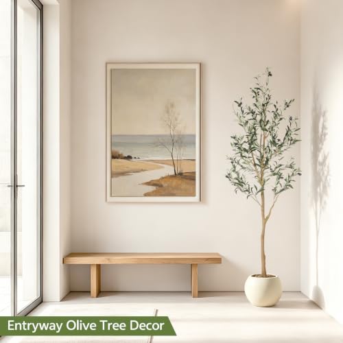6ft Faux Olive Tree with Natural Trunk & Realistic Leaves