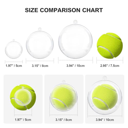 20 Pack 3.15-inch Clear Plastic Fillable Ornaments for DIY Crafts