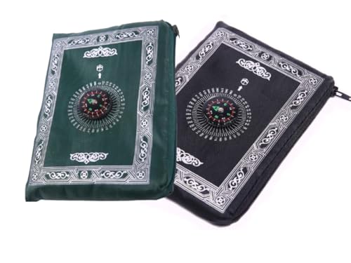 2-Piece Portable Travel Prayer Mat with Compass and Waterproof Pouch