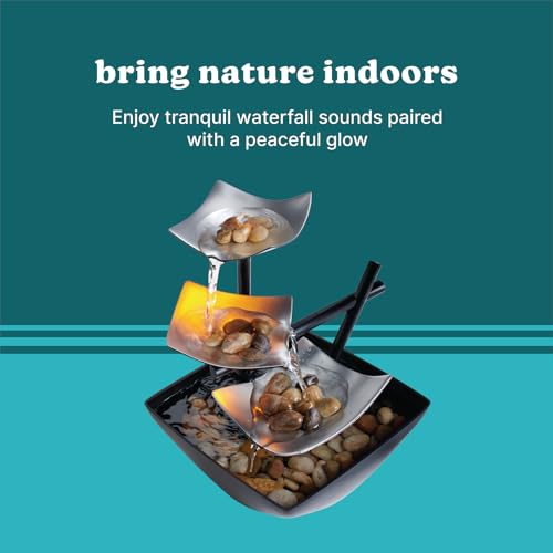 Tabletop Water Fountain - 3-Tier Indoor Relaxation Waterfall with River Rocks