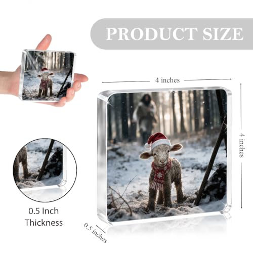 Christian Christmas Lamb Decor - Religious Desk Art for Holiday Season - HKDGVRTB Christian1