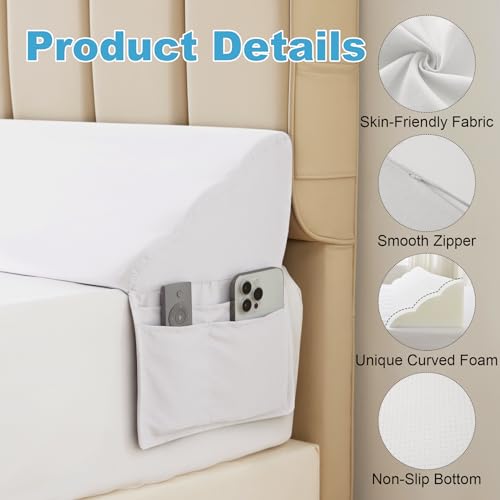 King Bed Wedge Pillow for Headboard Gap - 76"x10"x6" White